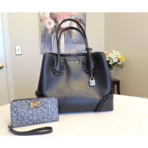 Michael Kors Mercer Gallery Navy Blue Satchels Tote Bag Womens + MK Wallet